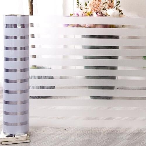 Electrostatic glue-free frosted striped glass film office anti-collision waist line sliding door partition window film