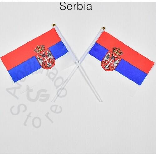 Serbia flag Banner 14*21cm hand waving National flag Home Decoration flag banner