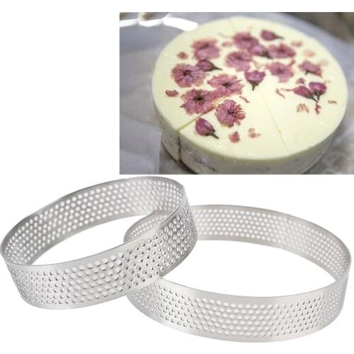 Tart Mold 6 8 10 CM Perforated Tartlet Cake Mousse Mould Stainless Steel Cookies Pastry Circle Cutter Pie Ring