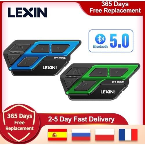 LEXIN 2PCS ET COM Helmet Intercom Motorcycle Bluetooth 5.0 Headsets, DIY Cases and universal pairing function intercom moto