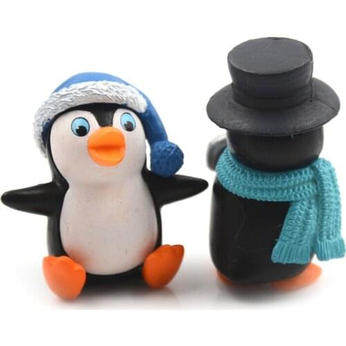 Gnomes Moss Terrariums Decoration 4PCS DIY Crafts Mini Winter Penguin Miniature Figurine Christmas Figures For Fairy Garden