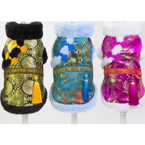 Chinese New Year Dog Costume Pet Clothes Outfit Tang Suit Cat Chihuahua Yorkie Poodle Bichon Schnauzer Dog Clothing Puppy Coat