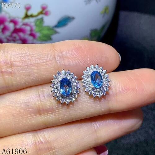 KJJEAXCMY Fine Jewelry 925 sterling silver inlaid natural topaz gemstone female earrings support re-examination of new luxury