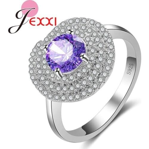 Hot Austrian Crystal Rings For Engagement Jewelry 925 Sterling Silver 4 Prong Setting Wedding Party Finger Ring Bijoux