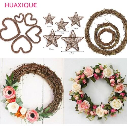 1PC 10/15/20/25/30cm Rattan Ring Artificial Flowers Garland Dried Plants Frame For Home Christmas Decoration DIY Floral Wreaths