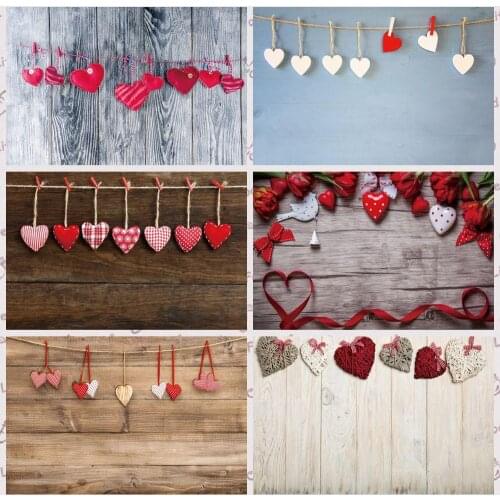 Love Heart Photocall Wooden Boards Flowers Photography Backdrop Personalized Photographic Backgrounds For Photo Studio