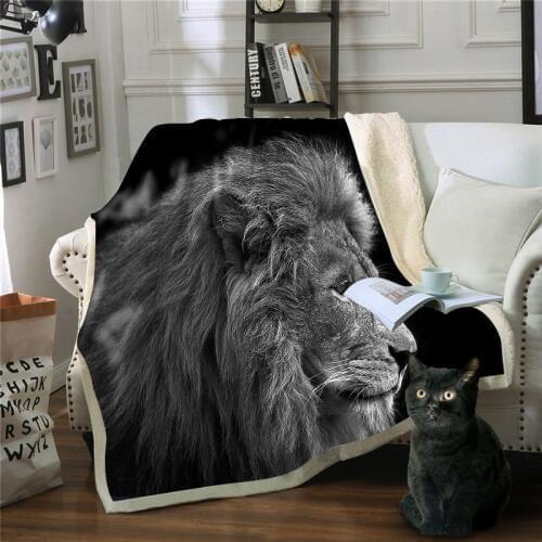 Black Atmosphere Lion Series Male Apartment bed Blanket Microfiber Fleece Bedspread Sherpa Blanket Couch Soft Plush Blanket