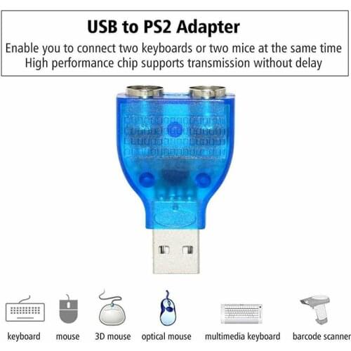 1PC USB 2.0 to Dual PS/2 Plug Connector Adapter for Keyboard Mouse High Quality Mouse Converter Parts