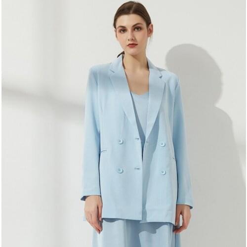 Summer New Women Blazers Notched Laple Double Breasted Loose Suits Fashion Casual Daily Streetwear Jacket