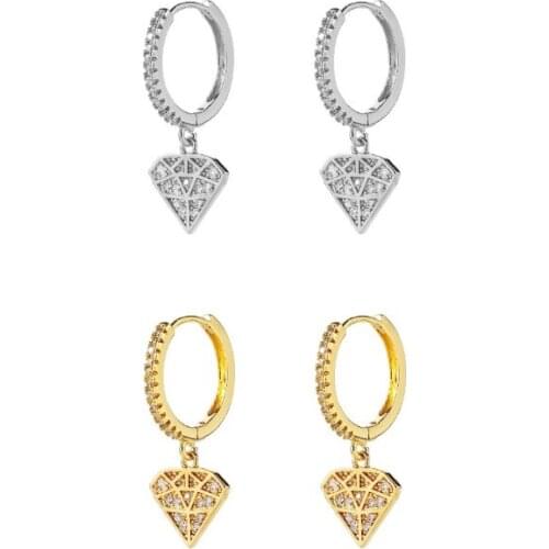 Silver Gold Color Full Zircon Geometric Heart Pendant Drop Earring for Women Earrings for Engagement Party Jewelry Aretes Gifts