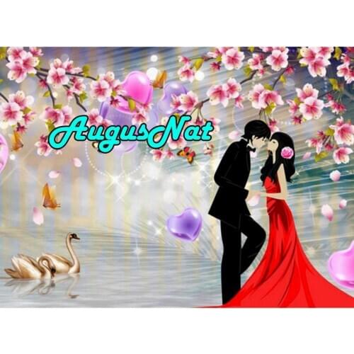 Wedding diamond painting lovers dimont embroidery swans couple diamant beads picture flower oil paint by number canvas poster