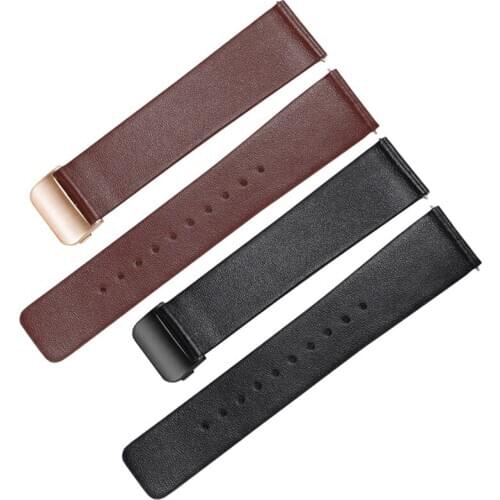 Ultrathin Soft Genuine leather watchband 18 20 22mm black brown wristband with folding buckle for men and women Quick release