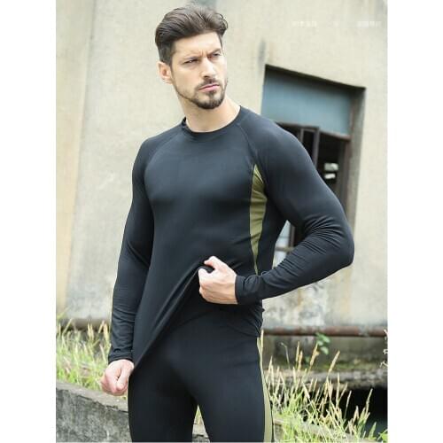 Outdoor Men Thermal Underwear Suit High Elastic Fleece Sports Suit Cycling Jersey Quick-Drying Tight-Fitting Wicking Suit