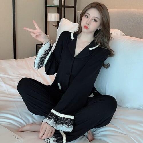 2021 Womens Fashion Pajamas Spring Autumn Long-sleeved Trousers Two-piece Suit Loose Casual Fashion Homewear Pajamas Suit
