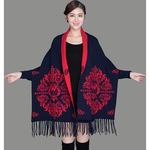 Luxury Women imitation mink velvet bat shirt Korean wide loose shirt with a shawl sweater coat autumn and winter warm cloak cape