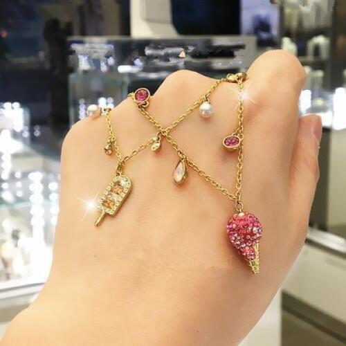 Ice Cream 1:1 Swa Cone Popsicle Charms Trendy Woman Fine Bracelets Gifts For Women Jewelry Boho New