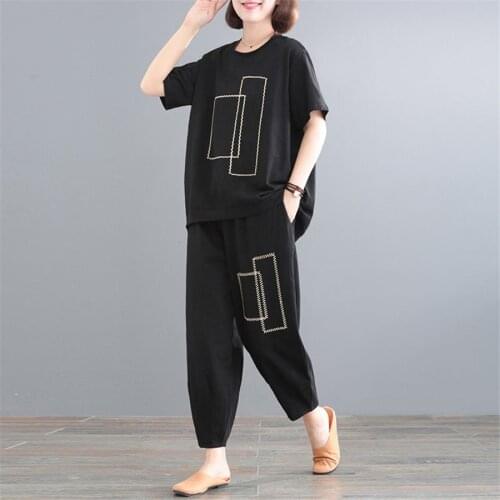 2021 Summer Clothes Women Large Plus Size 5XL Sports Suit Top And Pant Two Piece Sportwear Home Big Tracksuit Matching Set