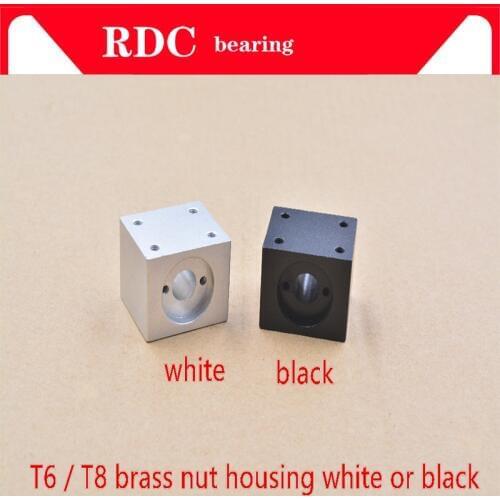 1PCS T8 trapezoidal screw nut housing white or black mounting bracket aluminum for T8 screw brass nut engraving machine T8 nut