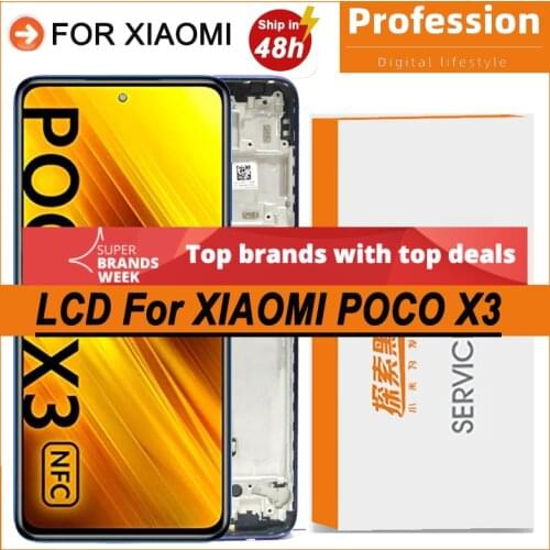 100% Original 6.67'' Display For Xiaomi Poco X3 M2007J20CG LCD Touch Screen Digitizer Assembly 10 Point Touch Repair Parts