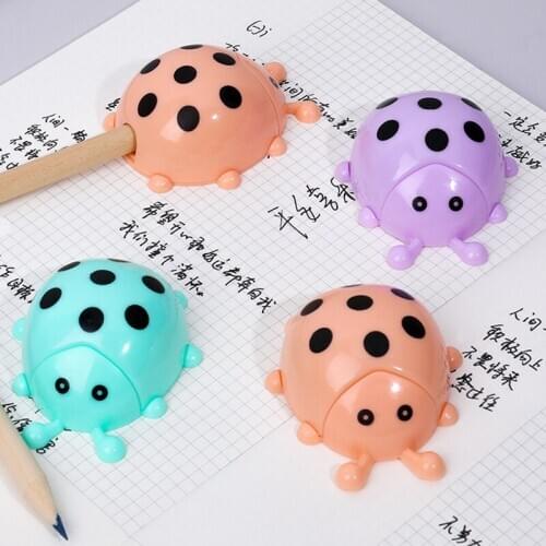 2pc Cartoon Animal Ladybug Pencil Sharpener Childrens Rotating Pencil Sharpener Primary School Manual Pencil Sharpener