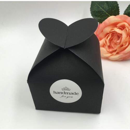30Pcs/Lot Heart Shape Jewelry Gift Boxes With Free Sticker Kraft Wedding Candy Box Paper Packing Boxes Handmade Custom Boxes