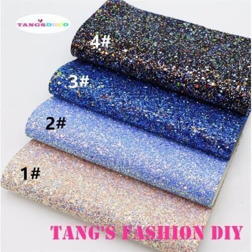 4PCS---20X22CM DIY Hair Bow Material Mix Color Chunky Glitter PU Synthetic Faux Leather