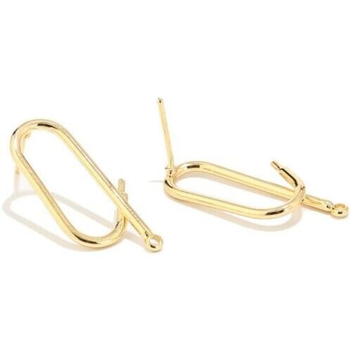 6pcs/lot Real Gold Plated Brass Earrings Stud Fashion For DIY Jewelry Earring Making Findings