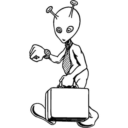 8.4cm*15.6cm Fun Alien Businessman Car-styling Car Sticker Vinyl Decals Black/Silver S6-3398