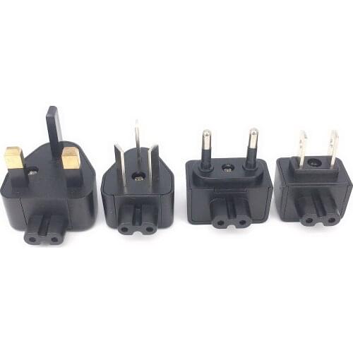 IEC 320 C7 to EU/US/UK/AU AC Adapter Plug 2.5A Connect C8 2 prong Angle 90 Dergee Adapter for Laptop Computer Power Converter