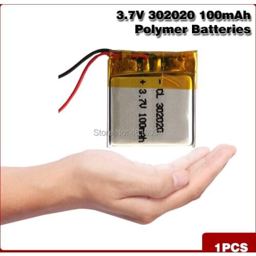 3.7V 100mAh 302020 Lithium Polymer Li-Po li ion Rechargeable Battery For toys speaker Tachograph MP3 MP4 GPS Bluetooth Lipo cell