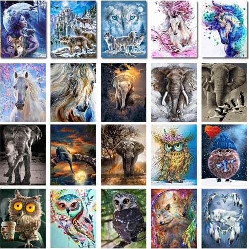 MUXUN Diamond Painting Animal Cross Stitch Wolf Horse 5d Diamond Embroidery Beautiful Dog Owl Full Mosaic Home Decoration Gift