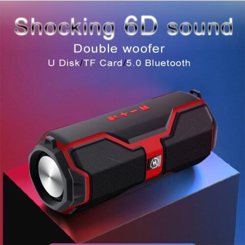 Bluetooth Music Bass Speaker Waterproof Portable Outdoor LED Wireless Column Loudspeaker Support TF Card FM Radio Aux Input