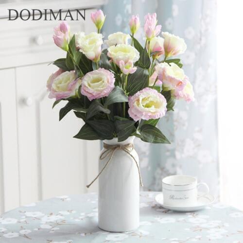 European Artificial Flower 3 Heads Fake Eustoma Gradiflorus Lisianthus Christmas Wedding Party Home Decorative 5PCS