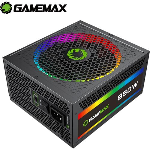 GameMax RGB-850 Rainbow Power Supply 850W RGB Fully Modular 80 Plus Gold Certified with Addressable RGB Light Vairous Color Mode