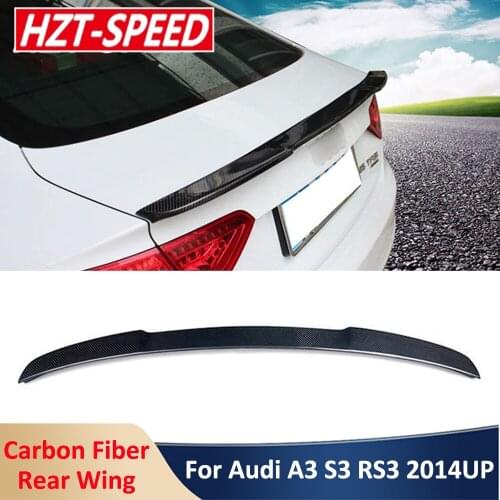 Small V-Type Real Carbon Fiber Rear Wing Back Spoiler For Audi A3 S3 RS3 2014 Up Car Body Modification Kit