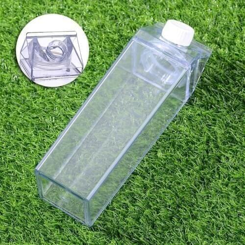 Fashion Student Milk Box Bottle Portable Water Juice Drinking Bottle 500ML Plastic Clear Drinkware Bottle Reusable Non Toxic