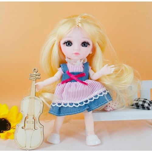 Fashion Kawaii 16cm Bjd Dolls For Girls Mini Baby Toys Princess Dress Up Vinyl Body Wear Ob11 Beautiful Clothes DIY 3D ICY Eyes