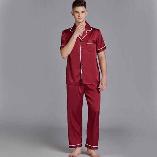 Mens pyjamas Shor tsleeved silky Satin home wear large size Sleepwear Male Casual Nightwear Summer New Home Intimate Lingerie