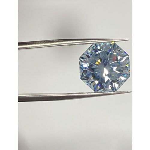 Mosangnai New Design 8 Carat VVS 13x13mm Blue Moissanite Diamond Octagon Shape Loose Gemstone
