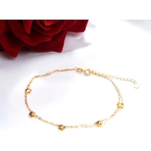 NYMPH Real 18K Gold Star Pendant Bracelet Solid AU750 Adjustable Chain For Women Fine Jewelry Wedding Gift B573