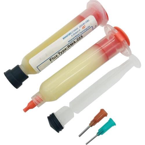 2pcs/lot Needle Shaped 10cc RMA-223 PCB PGA BGA SMD + NC-559-ASM With Flexible Tip Syringe Solder Paste Flux Grease Repair Solde