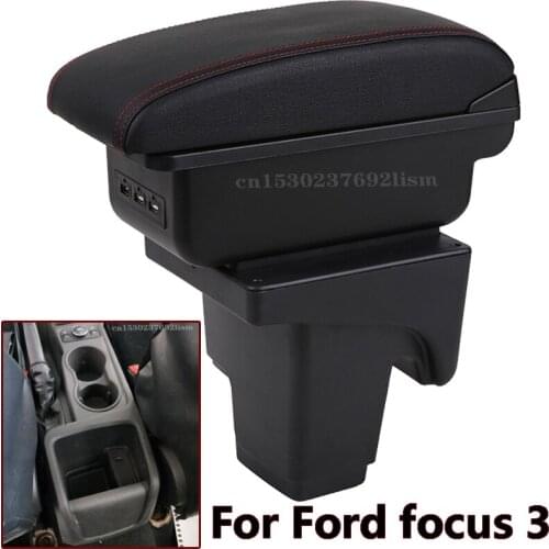 For Ford Focus 3 Armrest box 2013 2014 FORD FOCUS3 Car accessories Interior storage box Original armrest chargeable usb