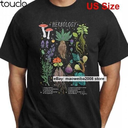 Psychedelic Herbology T Shirt Witch Seeds Dark Black Magic Plant T-shirt Men Tee