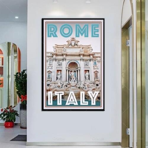 Retro Vintage Style Travel Poster Rome Italy Oil Painting Posters and Prints on Canvas Wall Art Modular Pictures Home Decoration