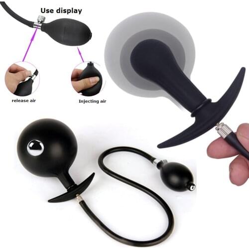Sex Toy For Women Inflatable Anal Plug Gay Dildo Pump Vagina Expander Silicone Huge Anus Butt Dilator Expandable with Metal Ball