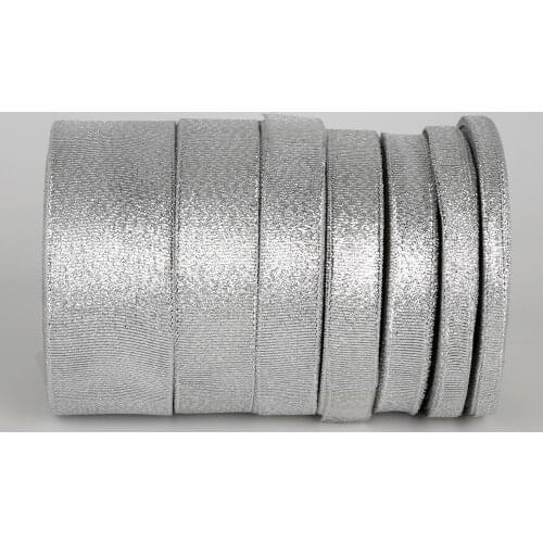 25 Yards/lot Mix Sizes (7-38mm) Glitter Silver Ribbons Metallic Luster Wedding Christmas Decoration Wedding Card Gift Wrapping