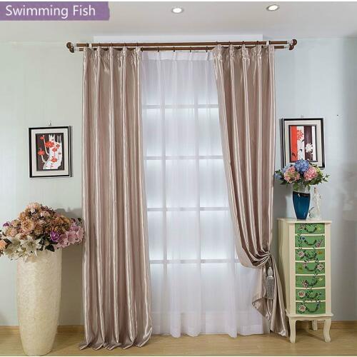 Modern Immitation Silk Bright Polyester Curtain For Bedroom Living Room 50% Shade Curtain Drapes Home Deco Window Treatment