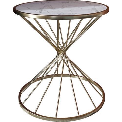 XCJ024 Nordic Marble Coffee Table Iron Art Creative Round Side Coffee Table Living Room Modern Light Luxury Sofa Side Table
