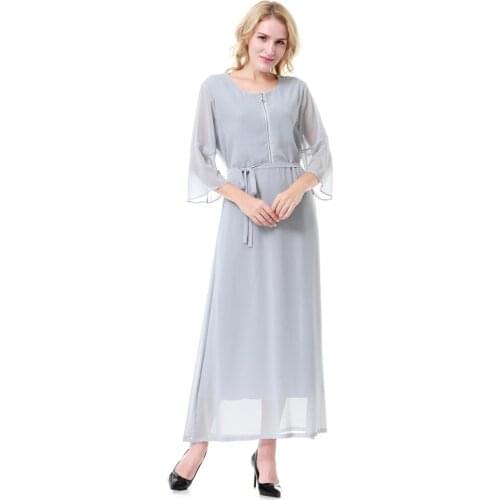 Turkish robe longue femme musulmane moroccan kaftan chiffon abaya dubai modest dress with sashes uzbek clothing jeleba gkfnmt