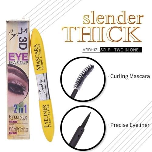 Double-head Curling Mascara Natural Eyeliner 2 In 1 Thick Growth Eyelashes Mascara Non-smudge Eyelashes Extension Tool TSLM1
